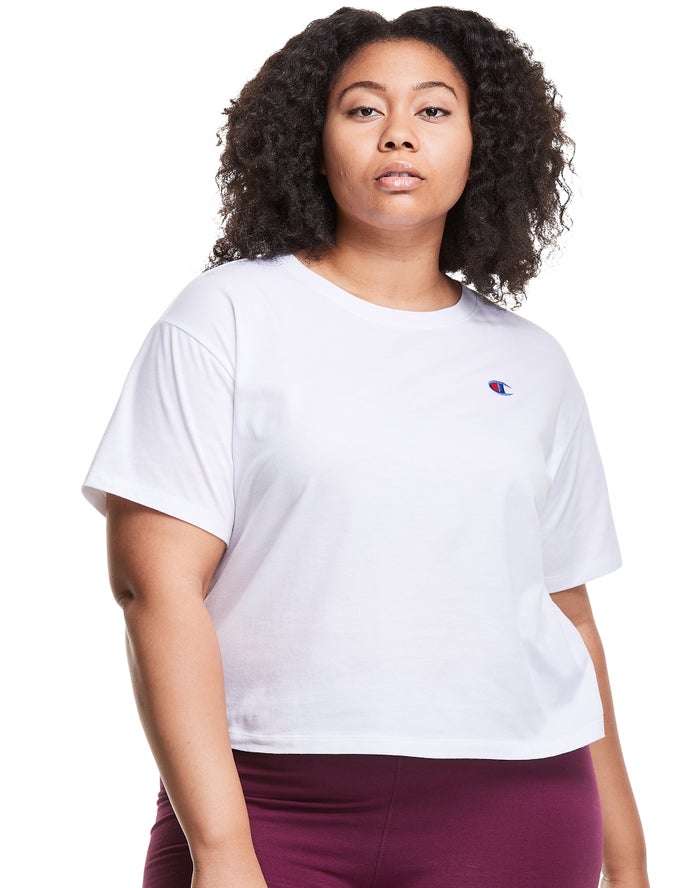 Camiseta Champion Mujer - Plus Lightweight Cropped ( Blancas ) 5418092-RZ